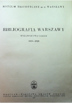 Bibliografia Warszawy 1919 1928
