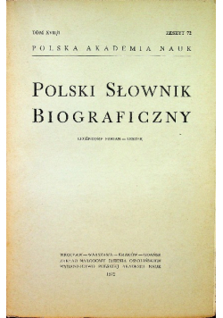 Polski słownik biograficzny tom XVII / 1  Zeszyt 72