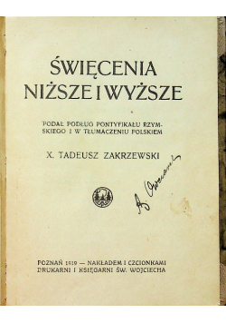 Święcenia niższe i wyższe 1919 r.