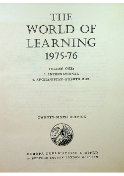The World of Learning 1975 - 76 volume one