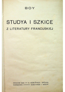 Studya i szkice z literatury francuskiej 1920 r