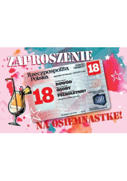 Zaproszenie Urodziny Osiemnastka ZA-101 (10szt.)