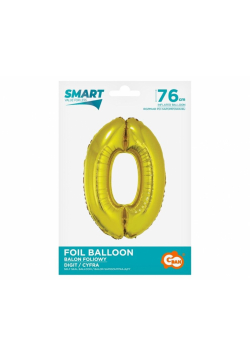 Balon foliowy cyfra 0 złota Smart 76cm