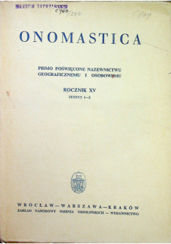 Onomastica rocznik XV zeszyt 1 2