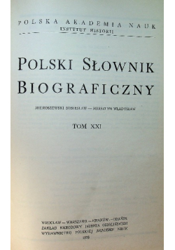 Polski Słownik Biograficzny Tom XXI