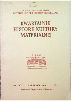 Kwartalnik historii kultury materialnej Numer 1