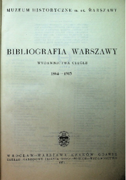 Bibliografia Warszawy 1864 - 1903
