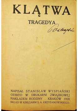 Klątwa tragedya tom 1 i 2 1920 r.