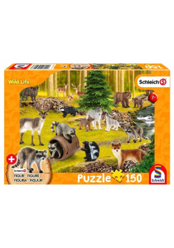 Puzzle 150 Zwierzęta w lesie + figurka Schleich G3