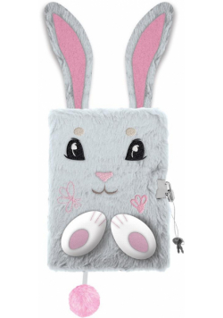 Pamiętnik A5/96K z kłódką 3D Grey bunny