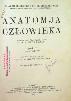 Anatomja człowieka Tom 2 1927 r.