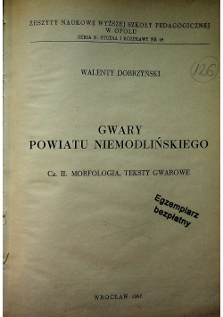 Dobrzyński Walenty - Gwary powiatu niemodlińskiego, cz. 2