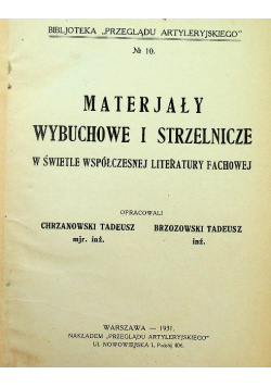 Materjały wybuchowe i strzelnicze 1931 r.
