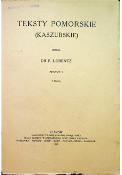Teksty pomorskie zeszyt 3 z mapą 1925 r