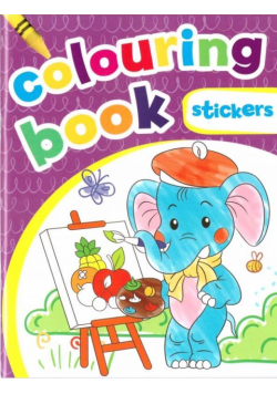 Colouring book z naklejkami. Fioletowa