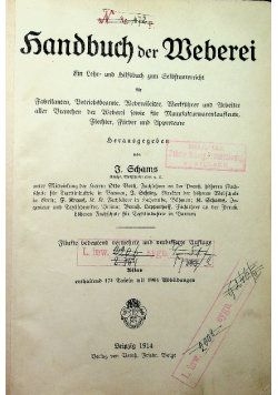 Handbuch der weberei 1914 r.
