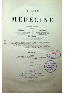 traite de medecine tome III 1894 r.