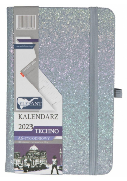 Kalendarz 2023 A6 tyg. Techno srebrny ELEFANT