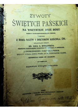 Żywoty Świętych Pańskich na wszystkie dnie roku 1922 r