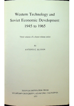 Western Technology and Soviet Economic Development 1945-1965