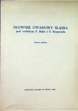 Słownik gwarowy Śląska