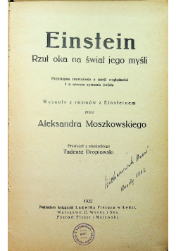 Einstein rzut oka na świat jego myśli 1922 r