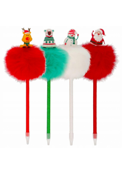 Długopis z pomponem Happy Christmas mix