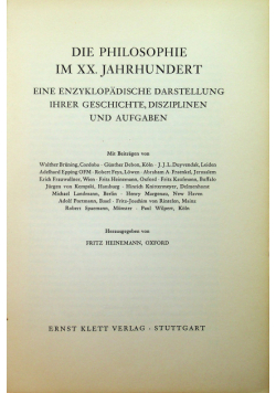 Die Philosophie im XX Jahrhundert
