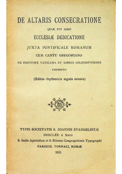 De altaris consecratione 1931r