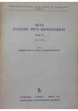 Akta Stanów Prus Królewskich Tom VI