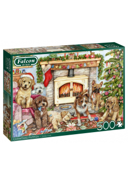 Puzzle 500 Falcon Christmas Świąteczne szczenięta