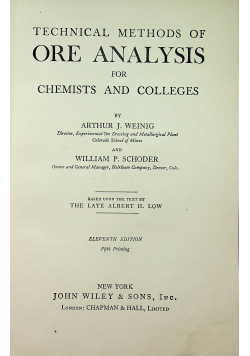 Technical methods of ore analysis for chemists and colleges 1948 r
