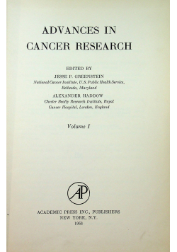 Advances in cancer research vol I