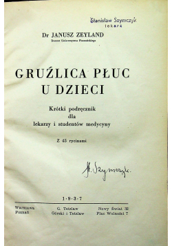 Gruźlica płuc u dzieci 1937 r