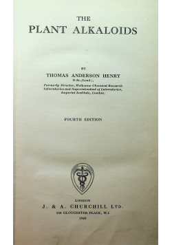 The plant alakaloids 1949 r