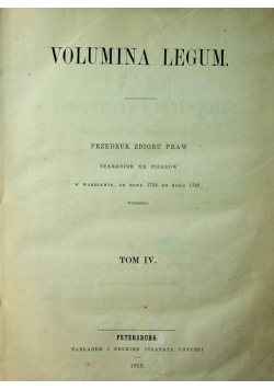 Volumina legum Tom IV Reprint z 1859 r.