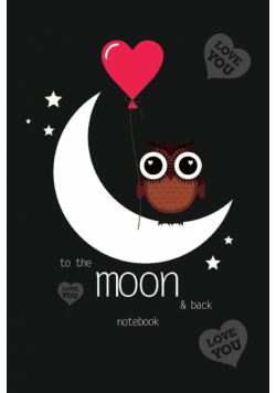 To The Moon and Back Notebook, Blank Write-in Journal, Dotted Lines, Wide Ruled, Medium (A5) 6 x 9 In (Black)