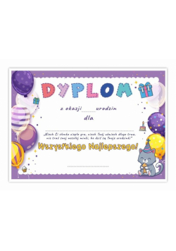 Dyplom A5 urodzinowy - Balony 5szt