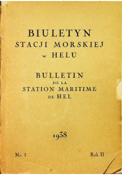 Biuletyn Stacji Morskiej w Helu nr 3 1938 r