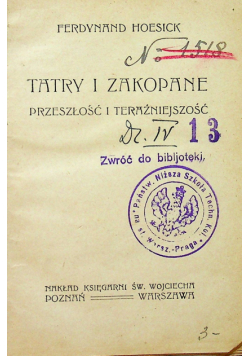 Tatry i zakopane przeszłość i teraźniejszość 1920 r
