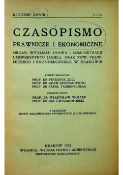 Czasopismo prawnicze i ekonomiczne rocznik XXVIII 1935 r