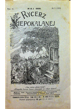 Rycerz niepokalanej rok IX numer 5 maj 1930 r.