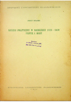 Kryzys polityczny w Niemczech 1928 - 1930