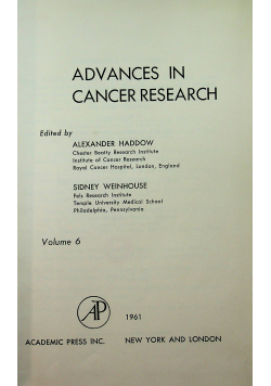 Advences in Cancer Resarch 6