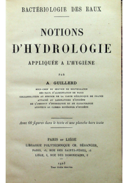 Notions D hydrologie 1923 r
