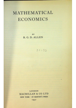 Mathematical  Economics