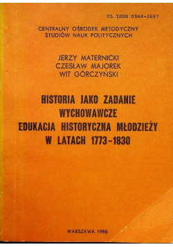 Edukacja historyczna młodzieży w latach 1773 - 1830