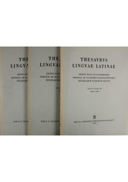 Thesaurus Lingvae Latinae vol IV część 1 do 3