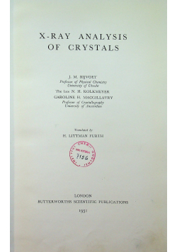 X ray analysis of crystals