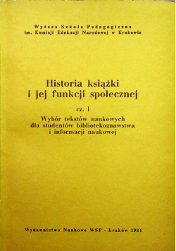Historia książki i jej funkcji społecznej część 1